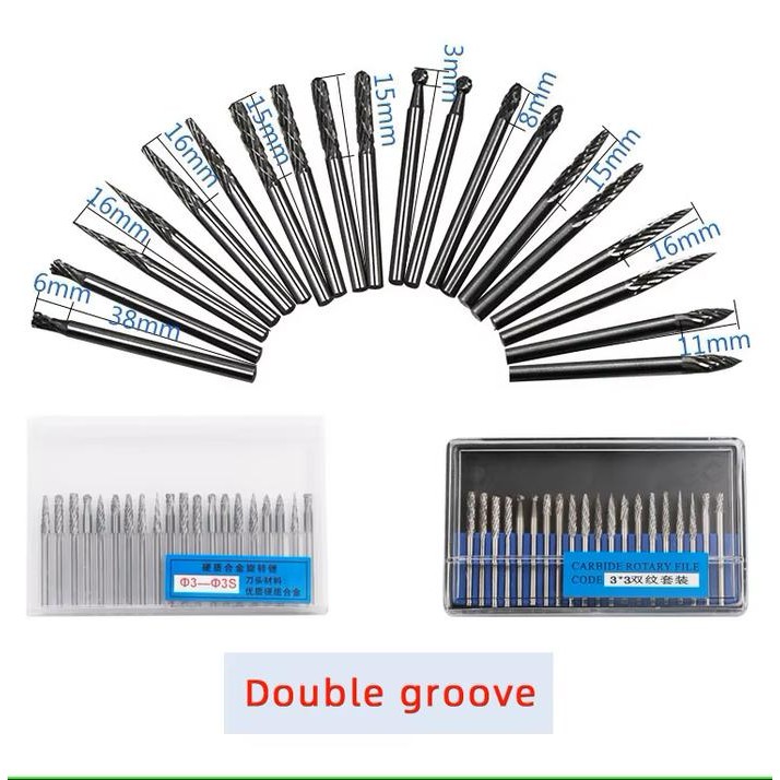 Best Seller 20Pcs Mata Ukir & Potong Tungsten Carbide Mata Bor Kikir Ukir 20Pcs Kayu Mini Gerinder