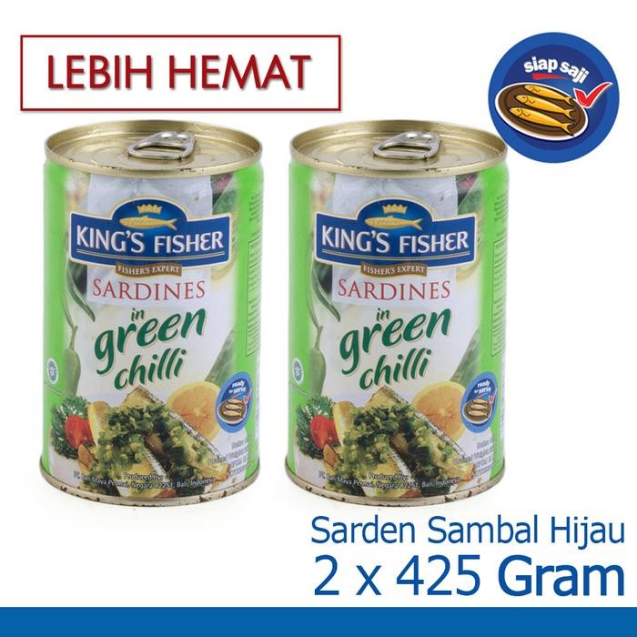 

READY PAKET 2 PCS KING'S FISHER SARDEN SAMBAL HIJAU 425G KALENG MAKANAN