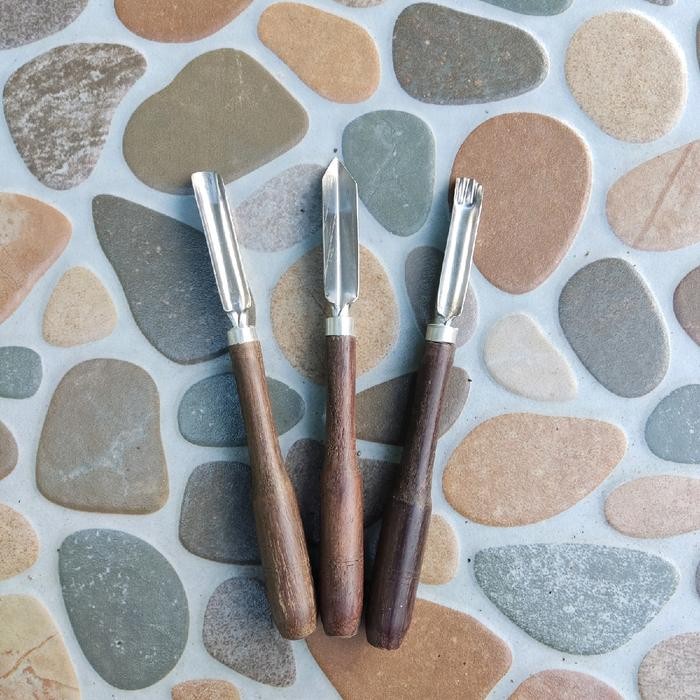 

COD Pisau garnish / pisau ukir buah / pisau carving scoop isi 3 Stainless