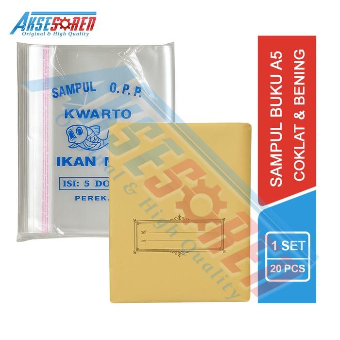

Aksesoren Sampul Buku Tulis [1 Pack/20 Pcs] / Sampul Coklat Bening / Cover Buku A5 Kwarto B5 Boxy