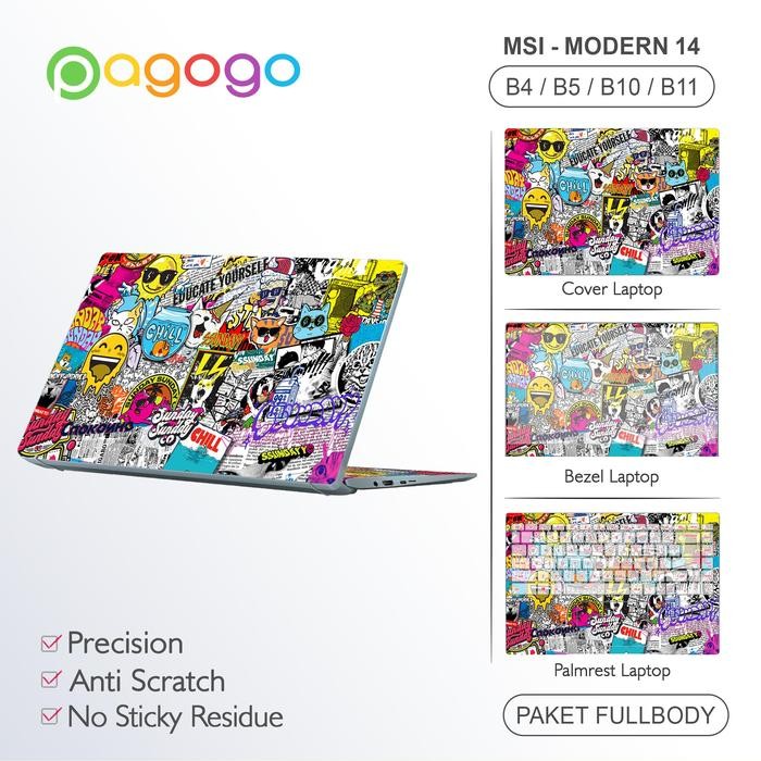 Siap Kirim Garskin Sticker Laptop MSI Modern 14 B11M B11MO B11S B11SB Full Body Carbon