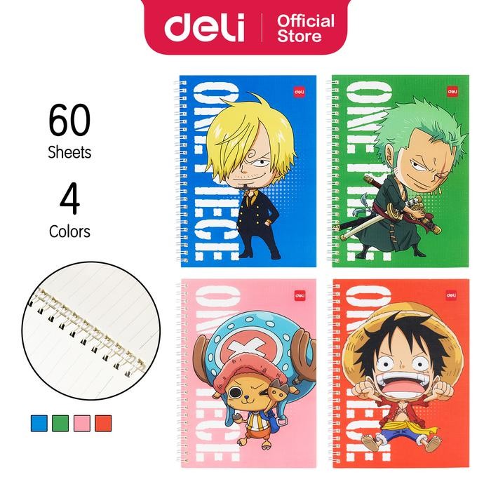 

Deli One Piece Spiral Notebook / Buku Tulis Buku Catatan Spiral A5 B5 60 Lembar 70 GSM One Piece
