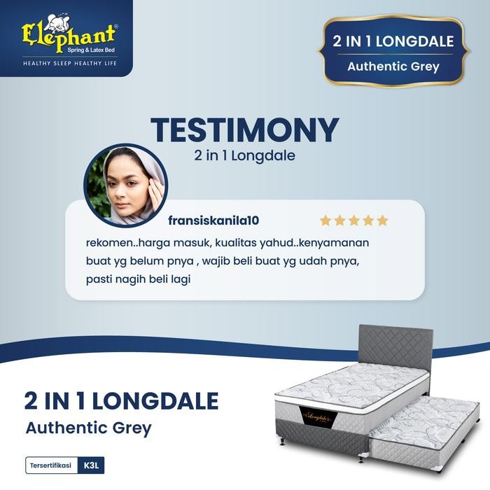 Springbed / Kasur 2 In 1 Elephant Longdale Rebounded