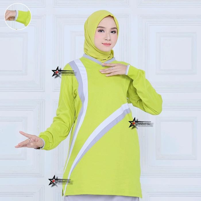 pita Baju Olahraga Senam Tunik Wanita Muslimah / Atasan Baju Olahraga Muslimah Kaos Panjang Sport