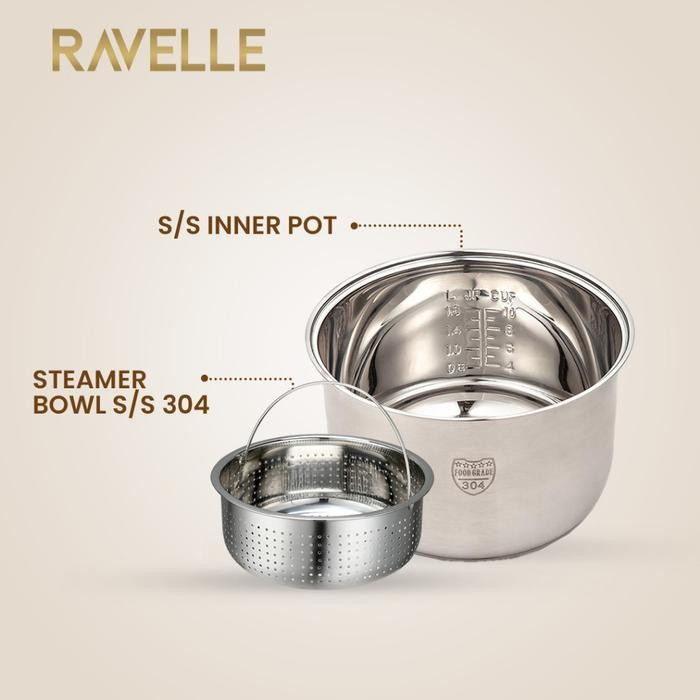 Ravelle Rice Cooker Rendah Gula 5 Liter (1,8 Liter Beras) - Digital Low Carbo Rice Cooker