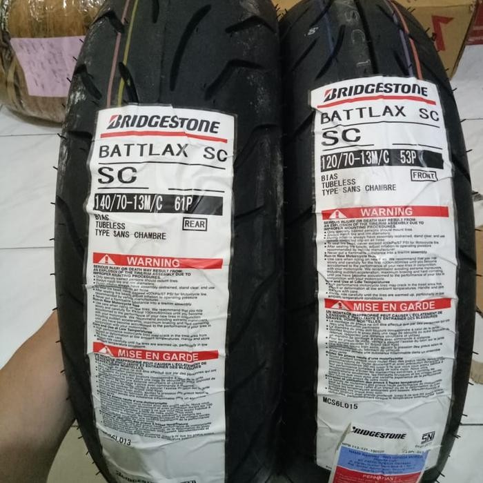 Paketan Ban Luar Bridgestone Battlax Sc Uk 120/70-13 Dan 140 /70 -13