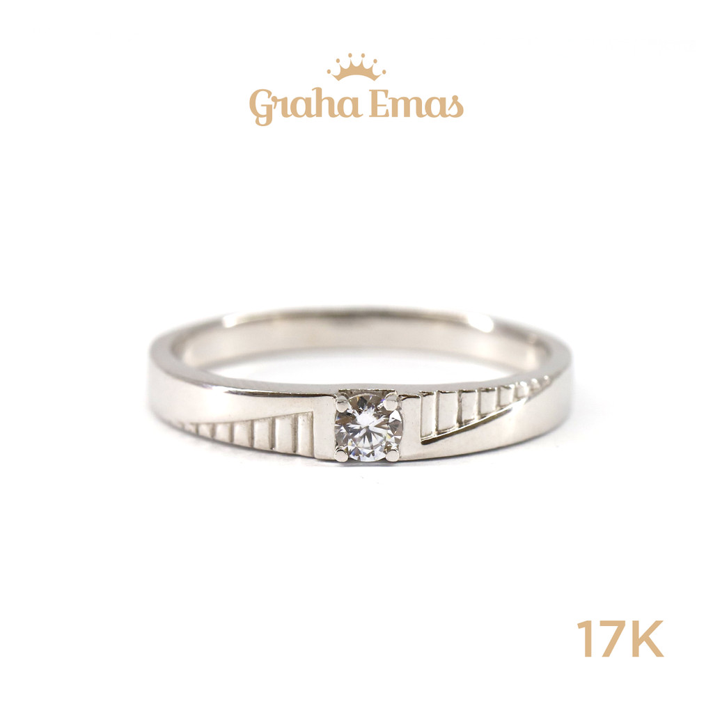 Graha Emas Cincin Emas Putih Bentuk 17K - White Gold Model Ring 17 Carat M1741