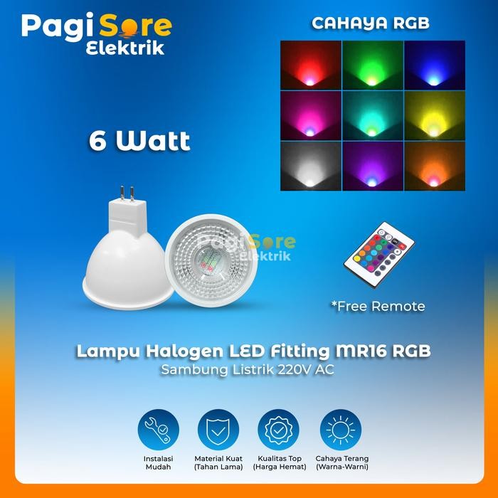 Lampu Spot LED Warna Warni 6W Halogen RGB Spotlight 6 Watt MR16 Tusuk