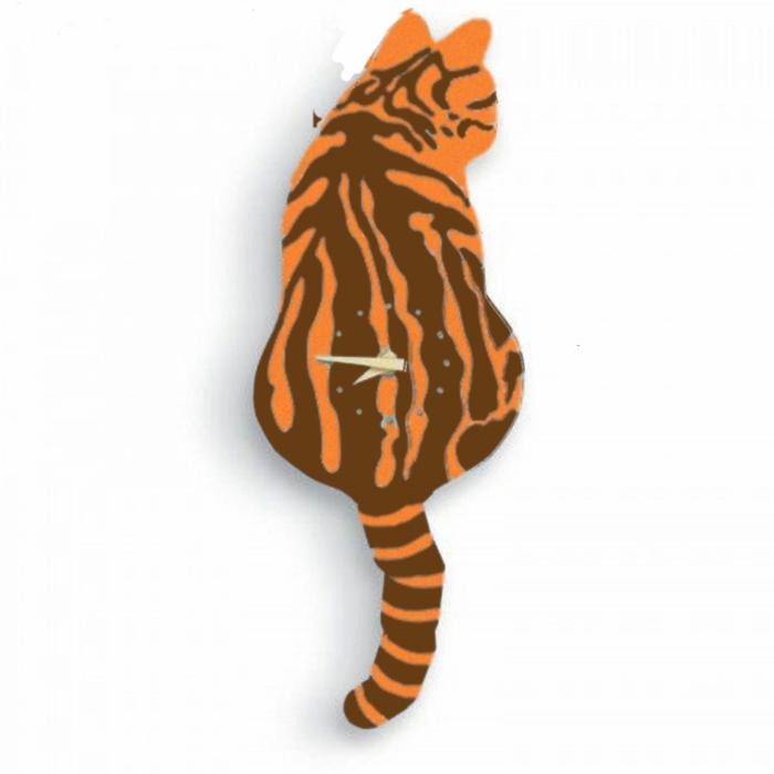 jam dinding ekor goyang kucing belang tabby