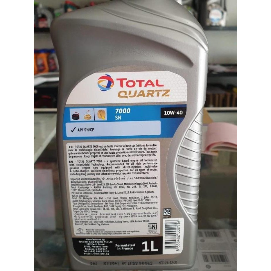 Oli Mesin Mobil TOTAL Quartz 7000 10w40 10-40 10 40 1Lt