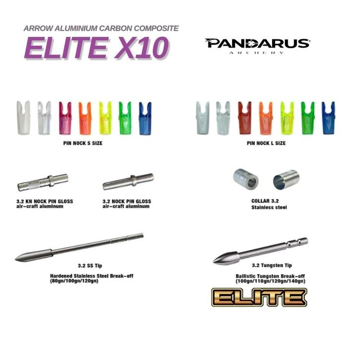 pandarus elite x10 alloy carbon composite straightness 0.001" id 3.2mm kode 1301