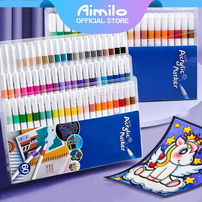 

[READY] Aimilo Spidol Acrylic Marker Spidol Warna Warni 1 Set DIY Painting Akrilik Marker 48/60/80