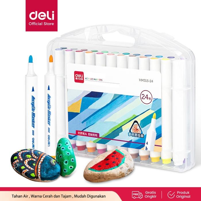 

Deli Acrylic Marker HM315 - Spidol Akrilik 48 Warna, Tinta Opaque & Cepat Kering, Ideal untuk