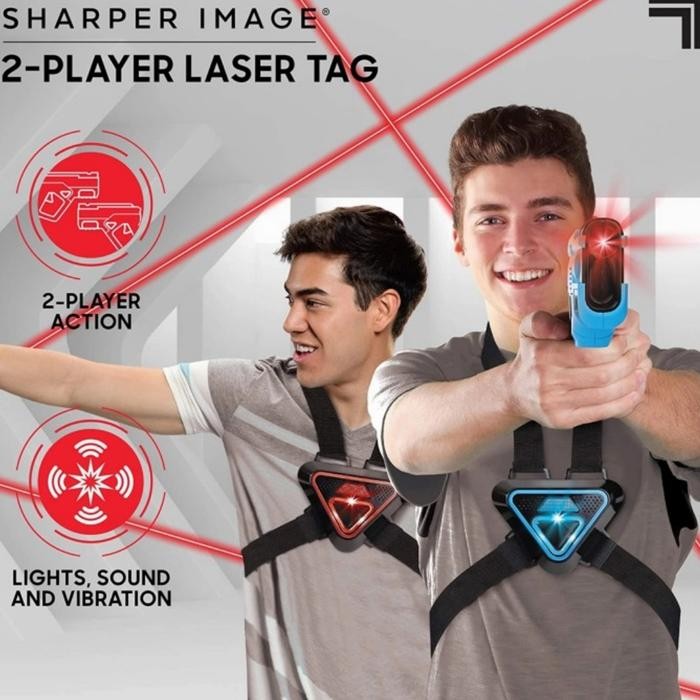 SHARPER IMAGE LASER TAG 2 PLAYER LASER TAG GUN BLASTER & VEST ARMOR KODE 1254