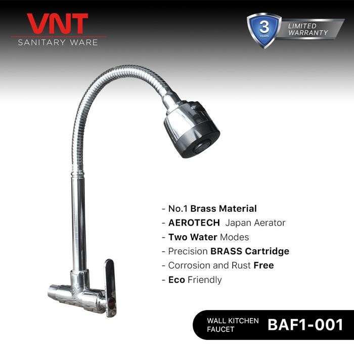 Toto Sanitaary - Keran Cuci Piring Flexible Chrome Leher Angsa Kran Air Dapur Tembok