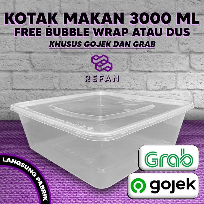 JT Thinwall Kotak 3000 ml / Kotak Makan 3000 ml / Food Container Square