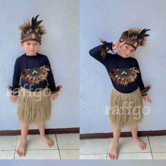 Terbaru topi adat papua / topi bulu ayam papua/ topi tari anak Ready