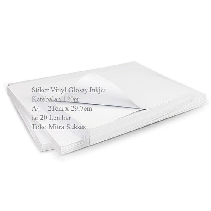 ID STIKER VINYL GLOSSY INKJET A4 BARU