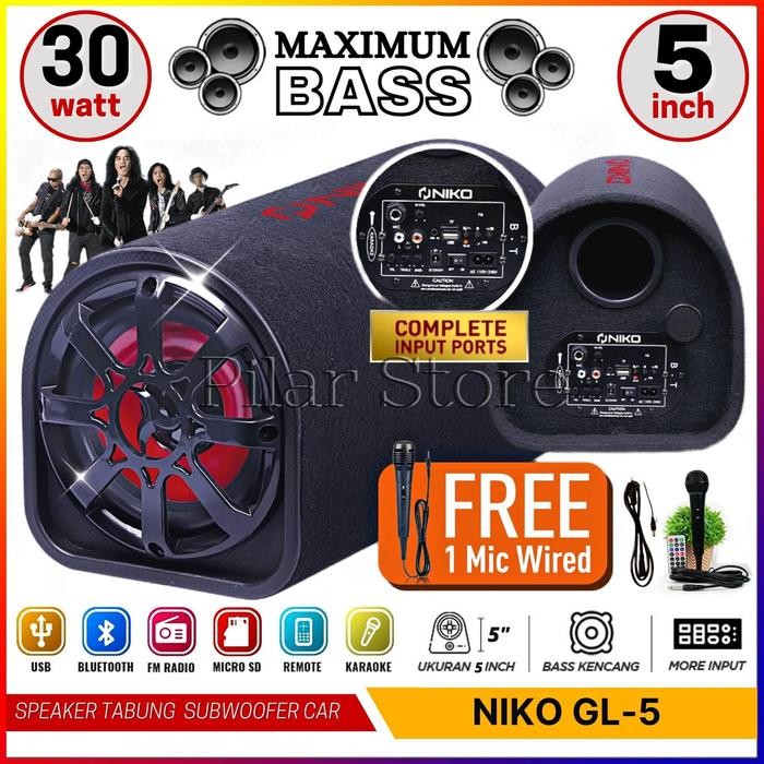 GRATIS MIC -Speaker Tabung GL5 Bluetooth Radio / Salon Aktif / Salon Bluetooth / Speker Aktif /