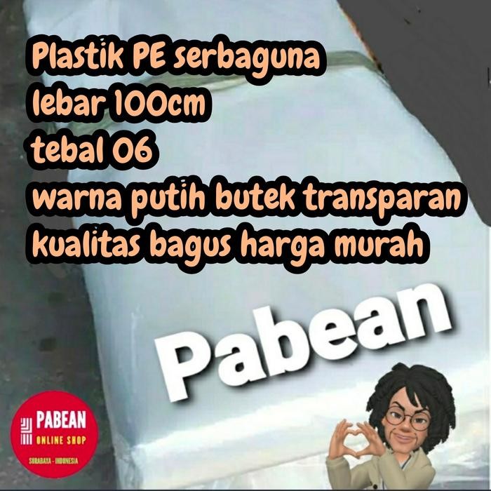 

Plastik cor lebar 1m tebal 60 roll 25 meter putih bening transparan