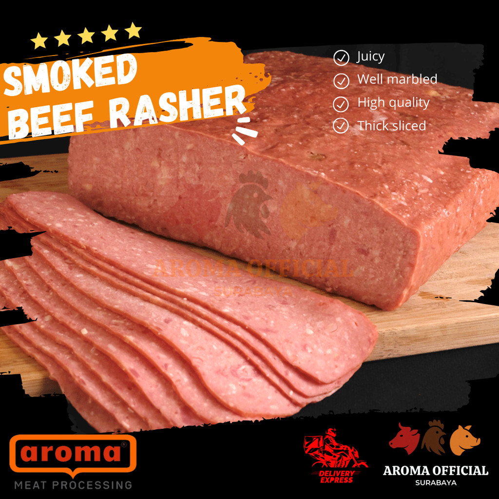 

AROMA Smoked Beef Rasher (irisan daging sapi yang diasap)