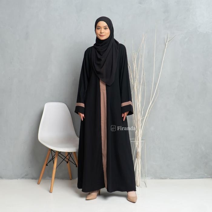 Firanda Abaya Arumi - Abaya Basic Polos Muslim - Gamis Dress Syar'I Cantik Hitam Syari Wanita Kain