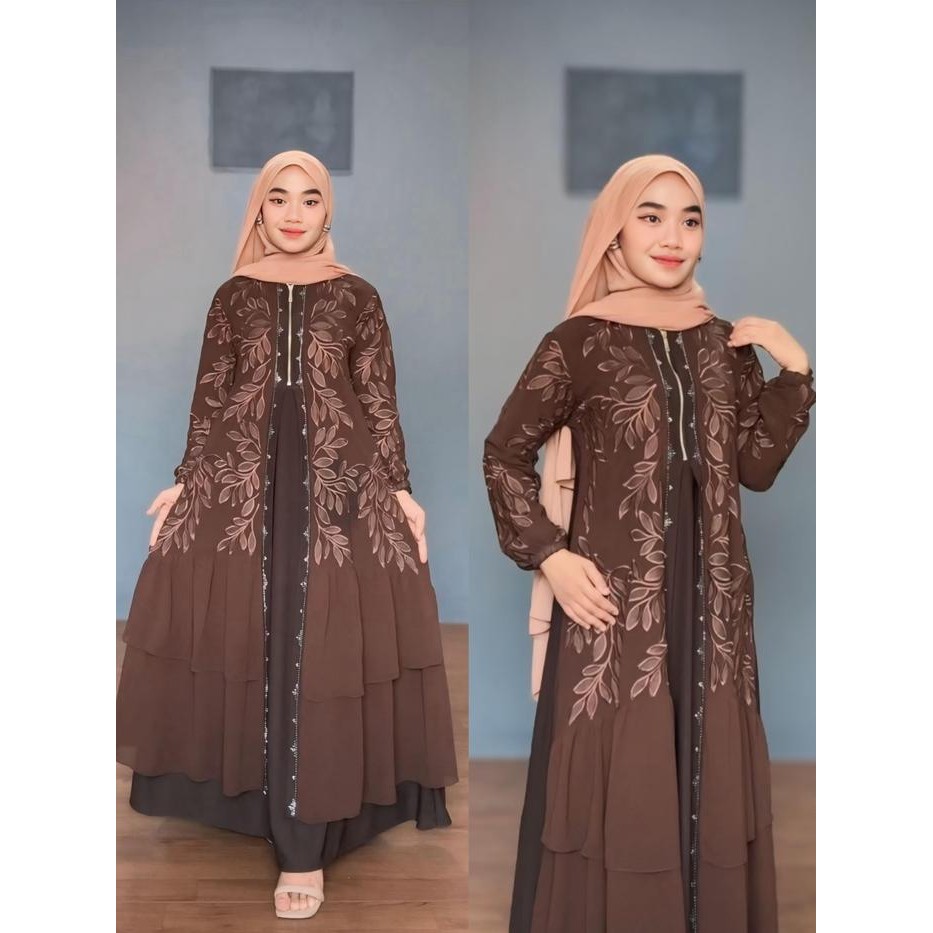 Gamis Abaya Arab Ruhi Busui Hitam Polos Mewah Dan Elegan Muslim Wanita Dress Hitam Syari Bordir