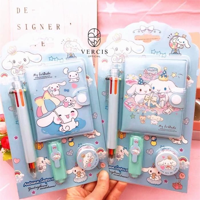 

ID NOTEBOOK 4IN1 BUKU DIARY AESTHETIC ALAT TULIS PERLENGKAPAN ANAK BUKU MEMO MINI KARAKTER KUROMI