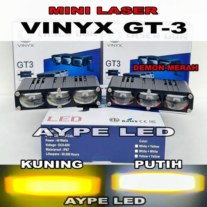 Lampu Tembak GT-3 Vinyx Slim 3 Mata Mini Laser 2 Warna 30 WATT Laser Gun GT3 Vinyx