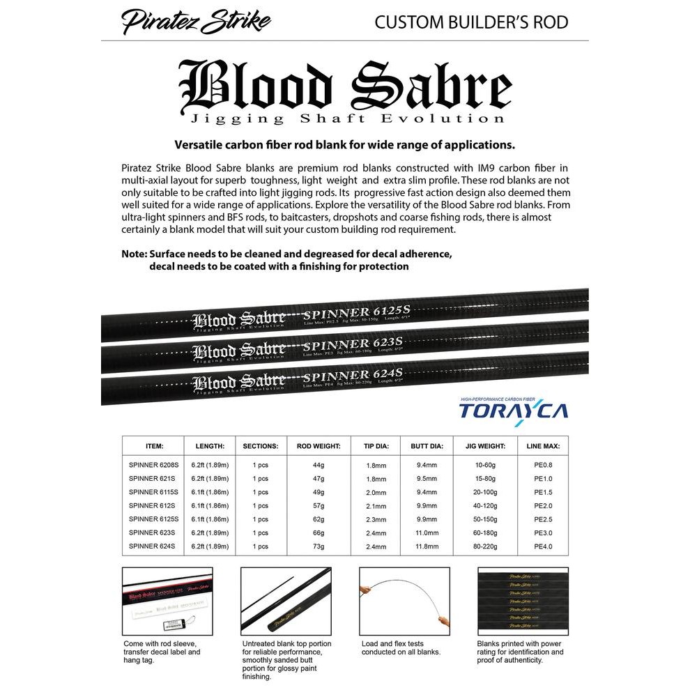 BLANK ROD SLOW JIGGING PIRATEZ STRIKE BLOOD SABRE TERBARU