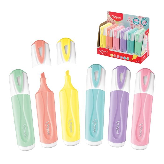 

New (1 Pcs) Highlighter Pastel MAPED FluoPeps Chisel Style (1~5 mm) Fluo Peps Warna Lengkap