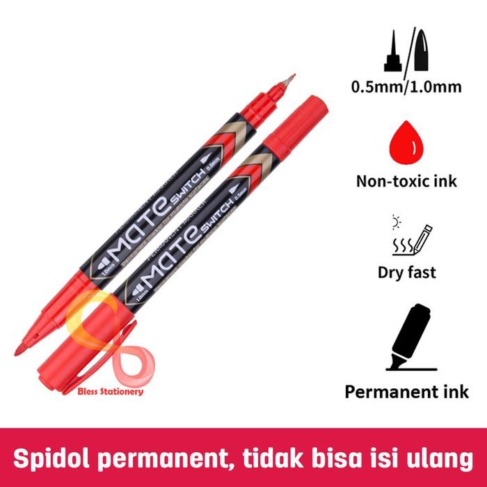 

New Deli Spidol Permanen 0.5mm & 1.0mm Permanent Marker 2 ukuran - merah