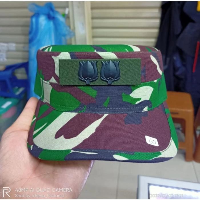 TERLARIS Topi Pet Komando PDL TNI + Pangkat Letkol Logam