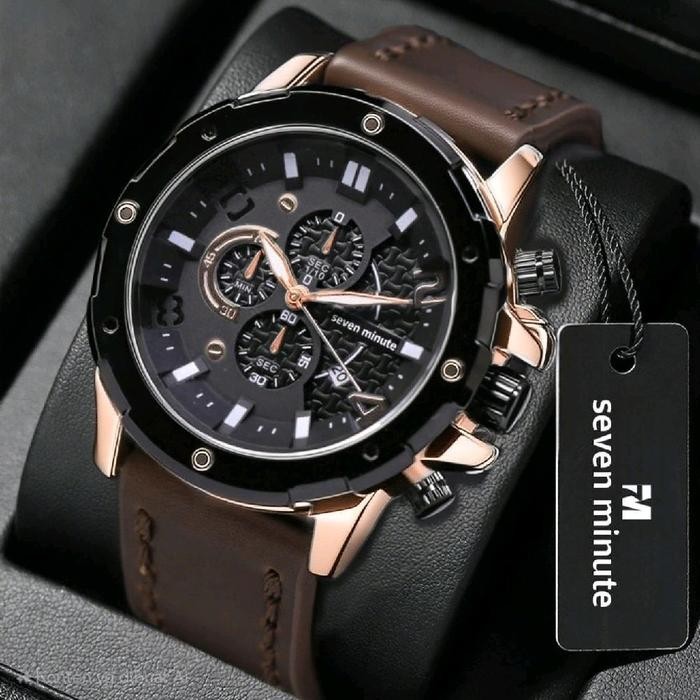 SEVEN MINUTE M729L JAM TANGAN PRIA ORIGINAL TALI KULIT TANGGAL TAHAN AIR