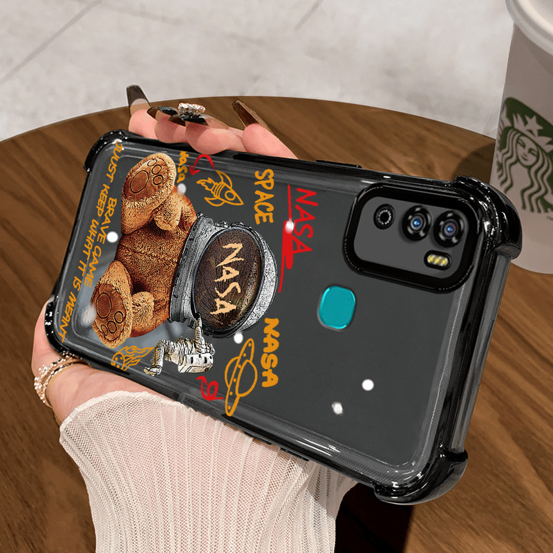 Casing Hp untuk Infinix Hot 9 Play Hot 10 Play Hot 11 Play Case Beruang NASA Kasing Perlindun Anti-D