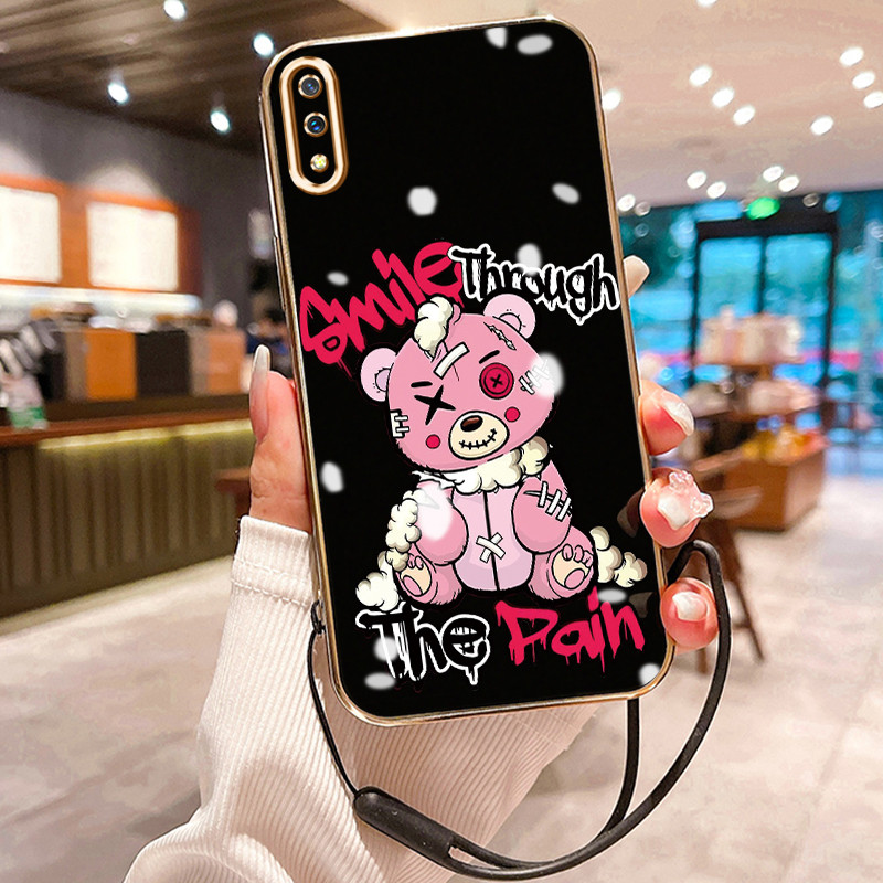 Casing Hp Untuk VIVO V11 V11 Pro Case Casing Boneka Beruang pola Kesing HP Kasing tali berlapis Cesi