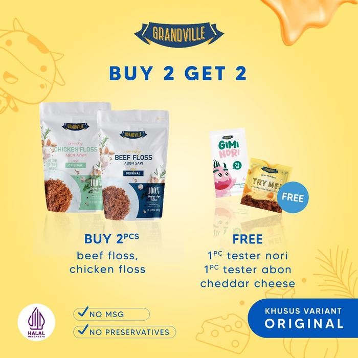 

Promo Grandville Abon Crunchy Duo Pack Buy 2 Get 2 Sapi & Ayam