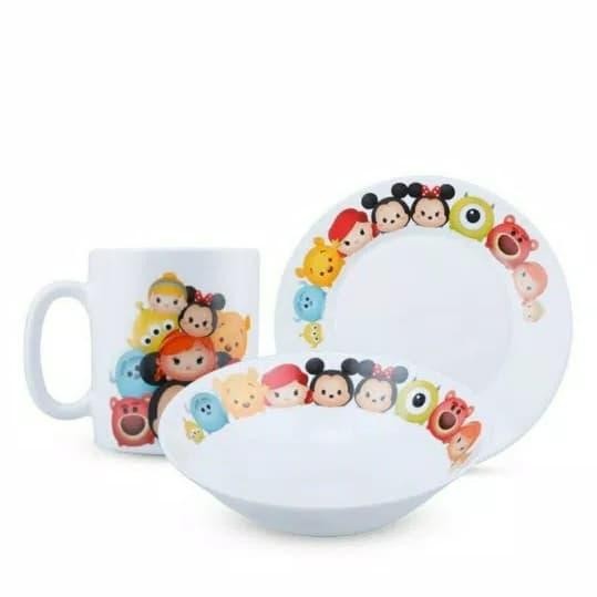 Tsum Tsum Disney Mickey Breakfast Set Plate Bowl Mug