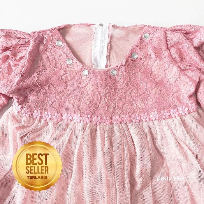 Baju Warna Sage Green Dress Pesta Anak 4 5 Tahun Brokat Terlaris Ka136