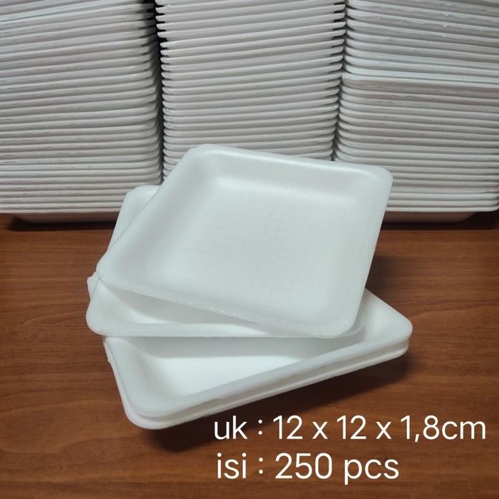 NEW FOAM TRAY TR7 STYROFOAM TRAY BUAH 12X12X1.8CM ISI 250 LEMBAR