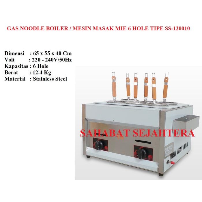 Gas Noodle Boiler 6 Hole - Serafim - SS-120010