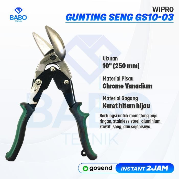 WIPRO GUNTING SENG 10" Gunting Baja Ringan Gunting Holo Bengkok Kiri