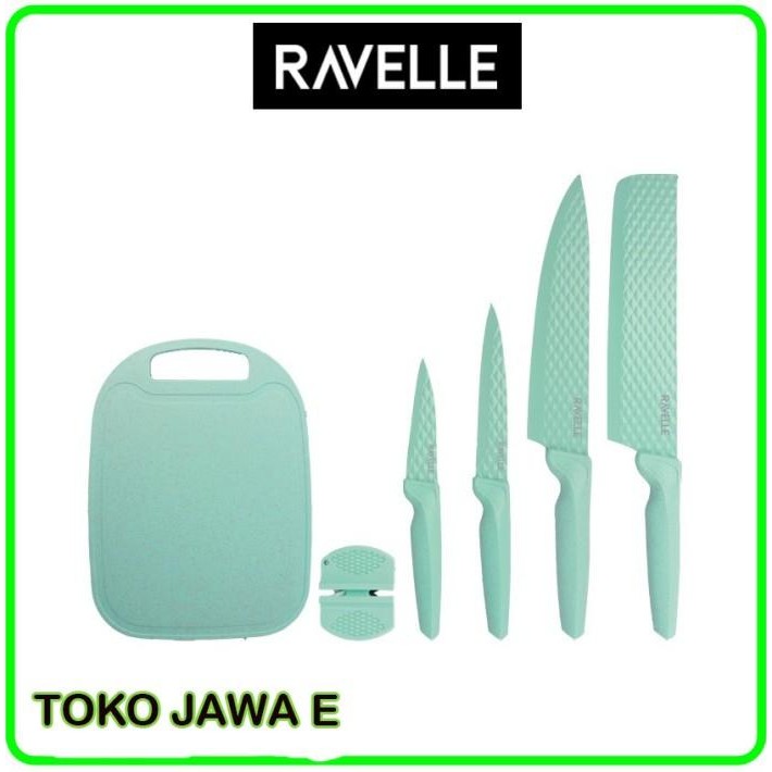 Ravelle Pisau Set Like Stein/Ravelle Knife + Talenan - Emerald Green