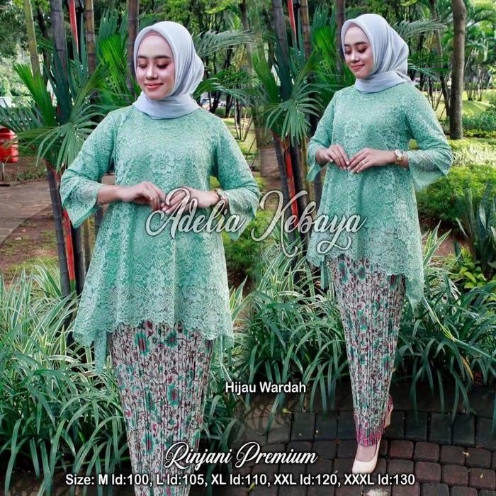 SET KEBAYA BROKAT JUMBO LD 130 WARNA HIJAU WARDAH/KEBAYA BLOUSE MODERN