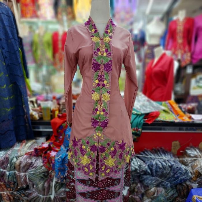 setelan kebaya tunik encim bordir warna bahan katun Ima premium