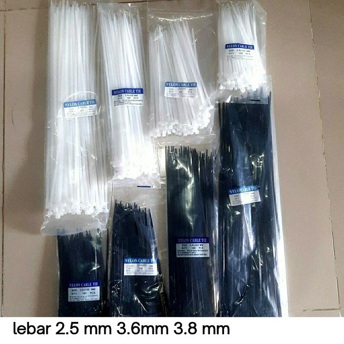 

ID KABEL TIS TIES NYLON LEBAR 3.6MM PANJANG 10 15 20 25 30 40 CM ISI 100