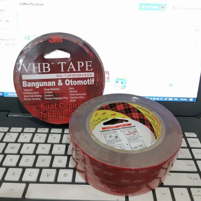 

ID 3M VHB DOUBLE TAPE 4900 24MM X 4,5M PEREKAT OTOMOTIF ORIGINAL USA