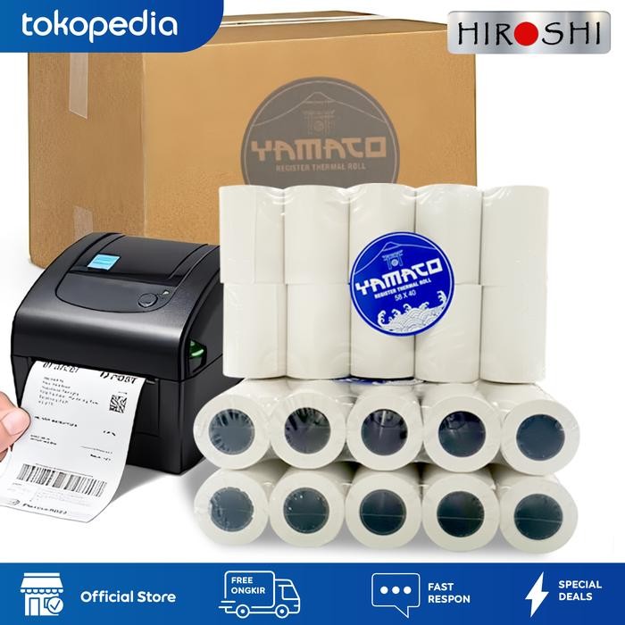 

KOIC Paket 1 Dus Kertas Thermal Paper Roll 58 X 40 Isi 100 Roll
