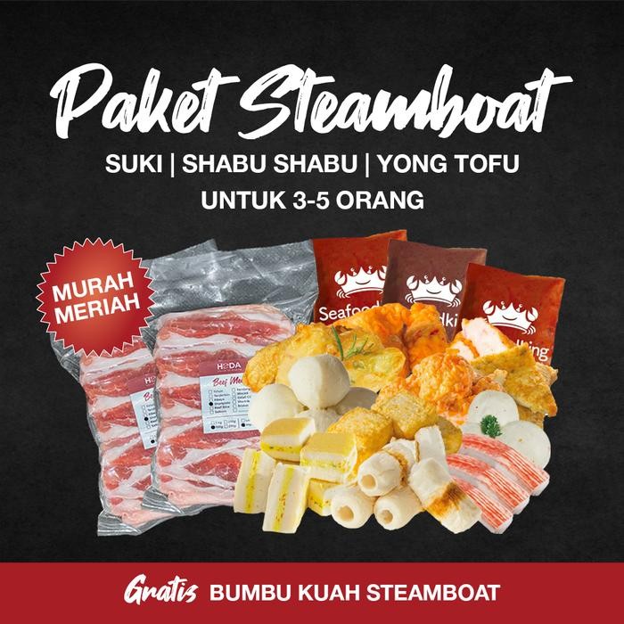 

paket combo shabu sukiyaki steamboat beef slice aus + bumbu stok terbatas