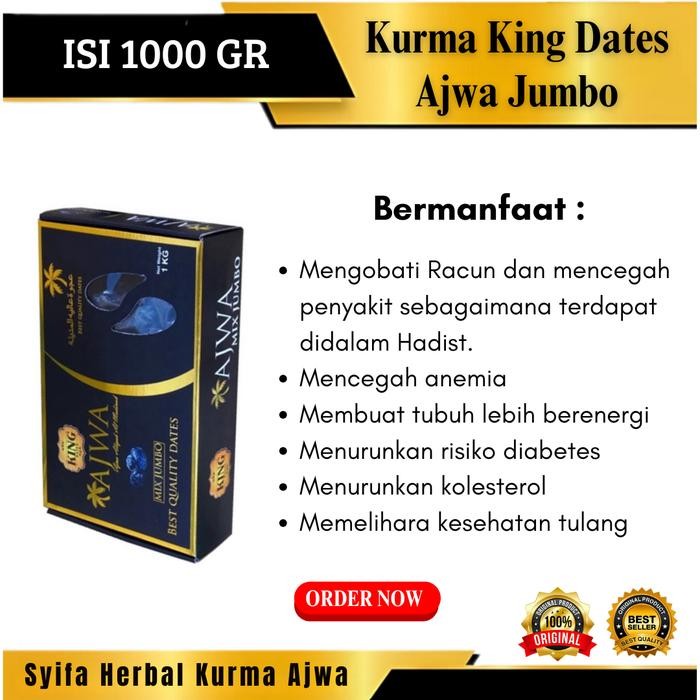 

kurma dates king ajwa 1kg - premium halal al madinah stok terbatas